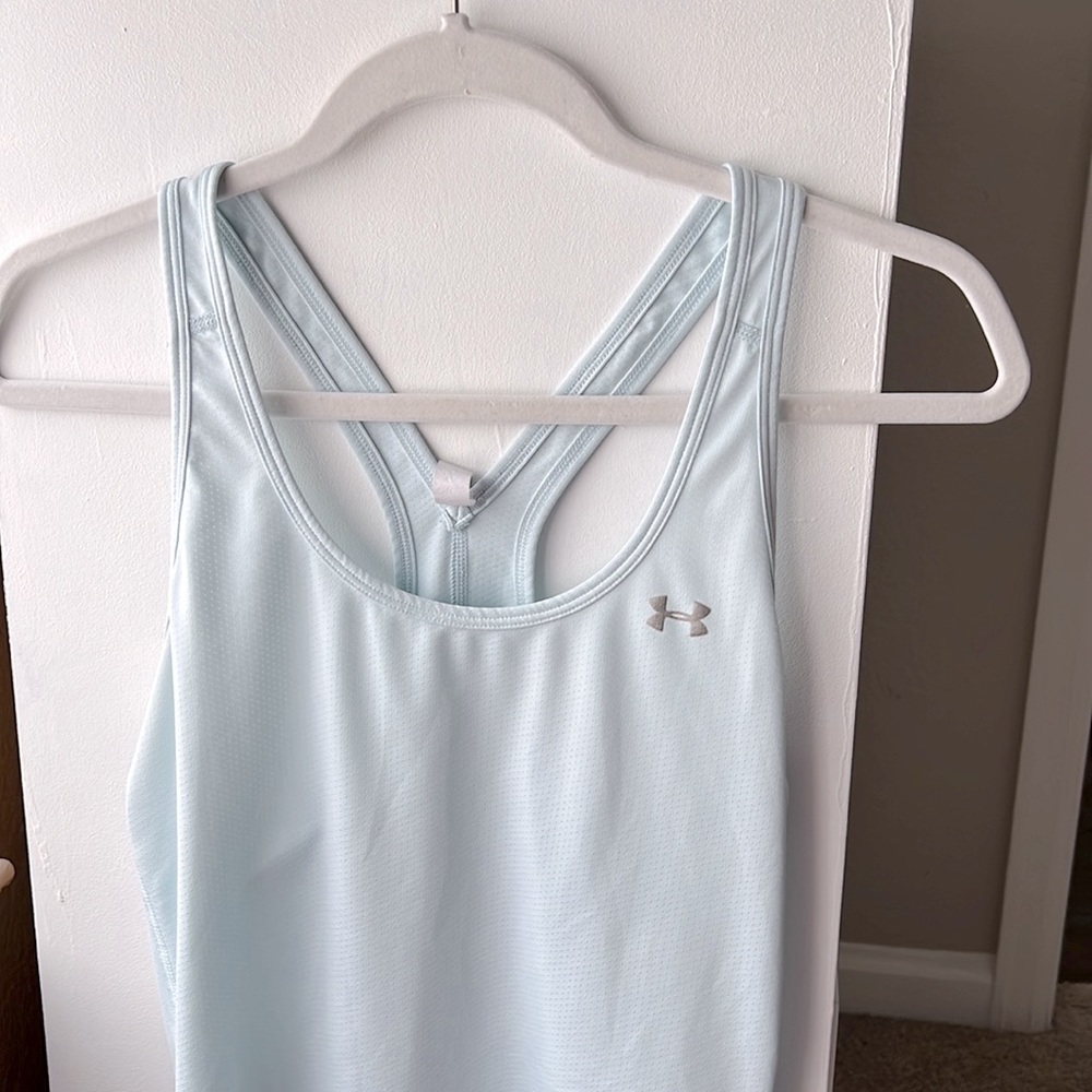Racer back light blue tank UA